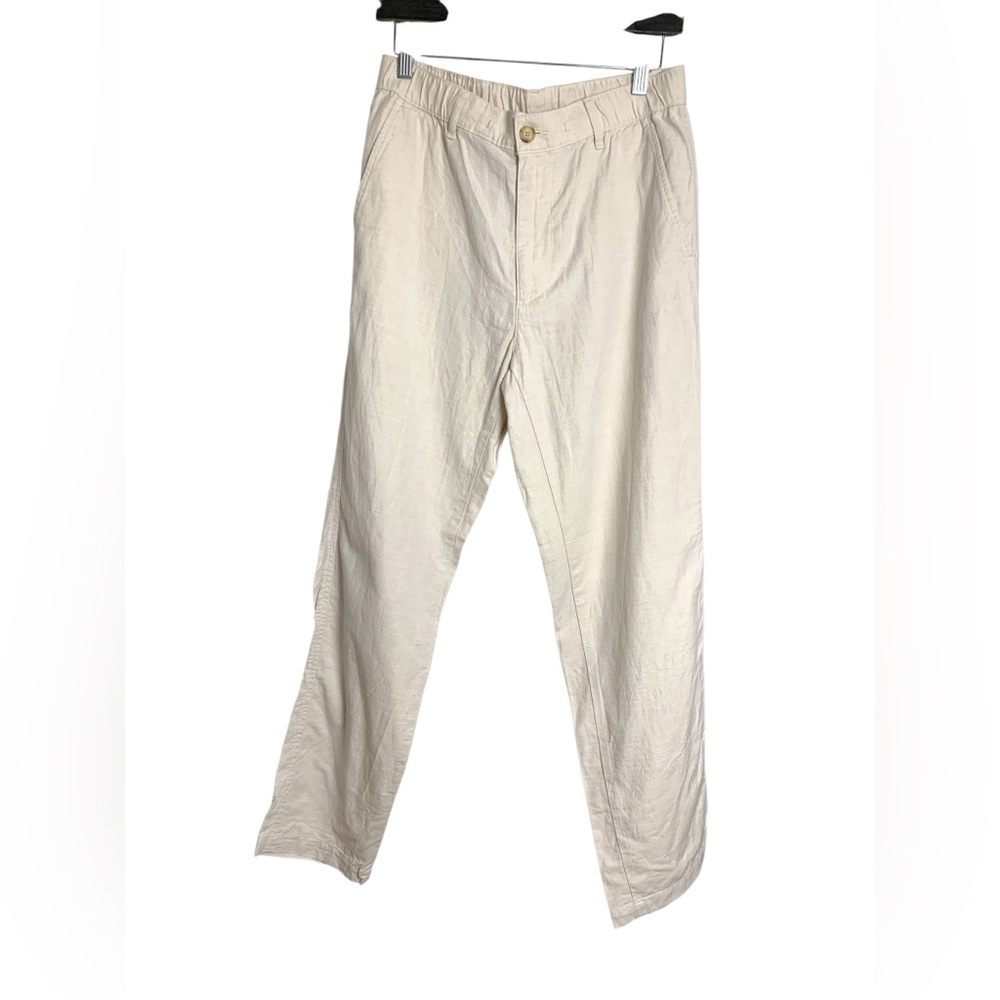 Uniqlo NWOT lightweight linen cotton spandex summer pants, off white